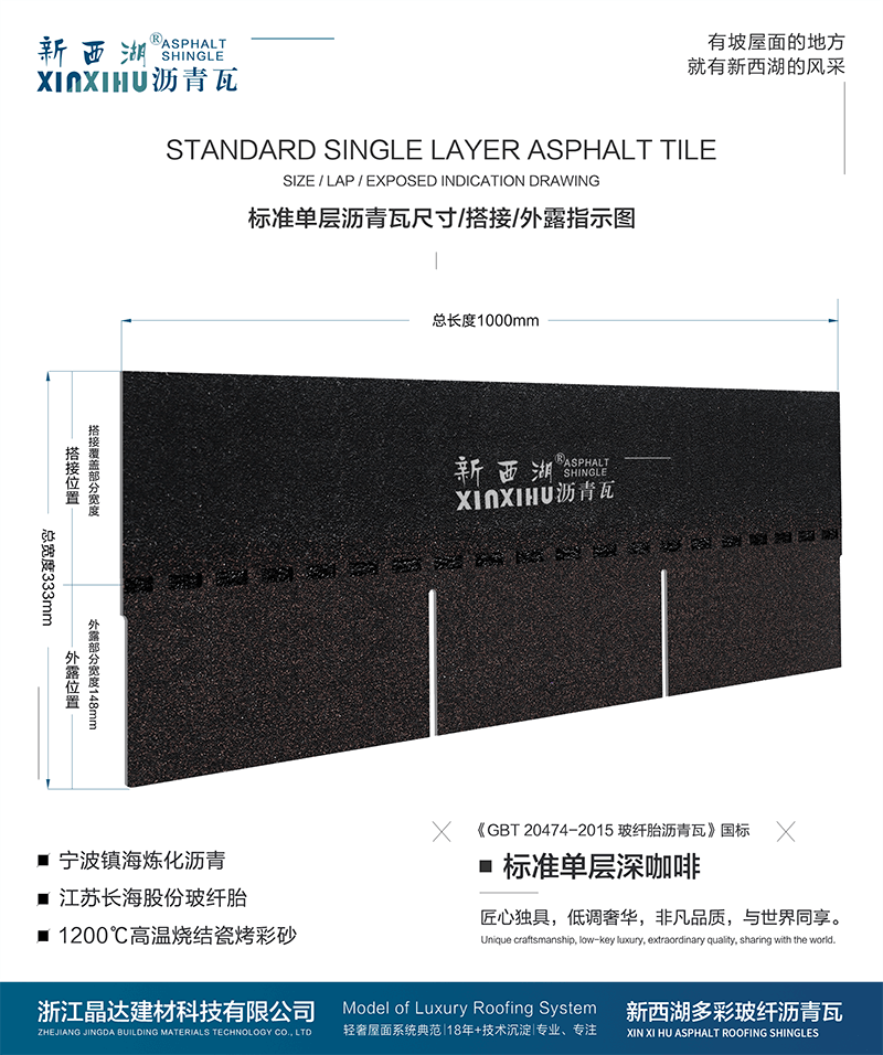 標準單層深咖啡瀝青瓦尺寸詳解 標準單層深咖啡瀝青瓦尺寸詳解